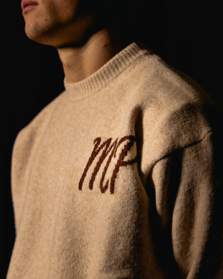 Beige Original logo knitted sweater