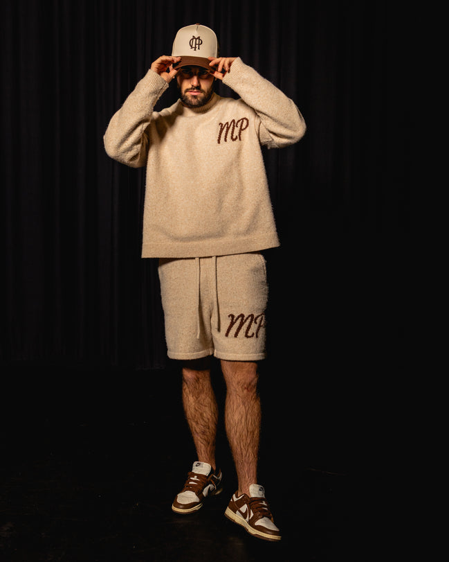 Beige original logo knitted shorts